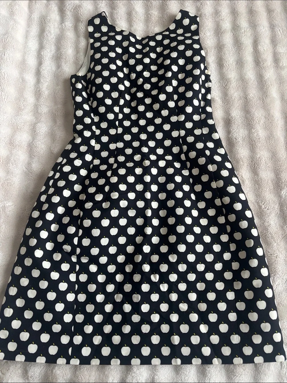 Kate Spade Black and White Apple Print Sleeveless Dress